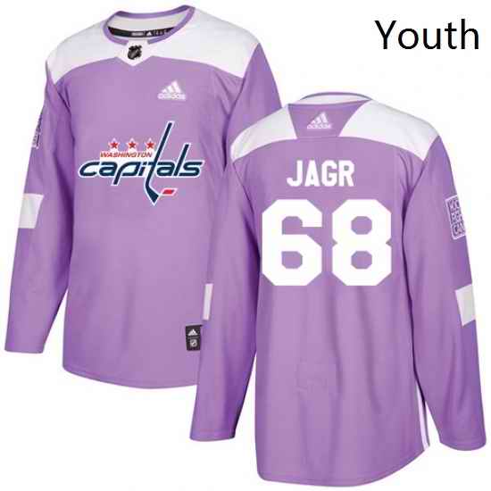 Youth Adidas Washington Capitals 68 Jaromir Jagr Authentic Purple Fights Cancer Practice NHL Jersey